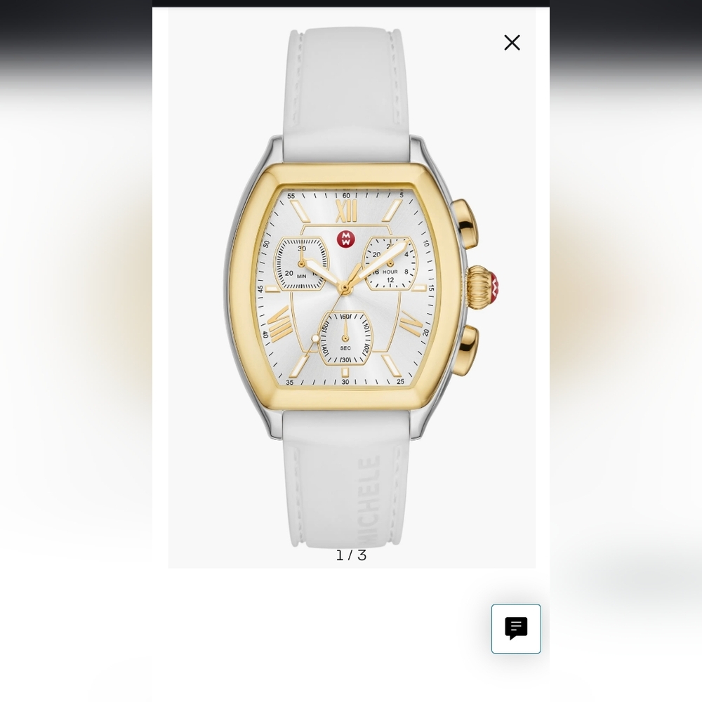 Michele Gold and White Chronograph Watch